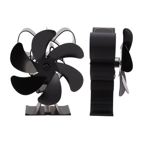 Top down view of the six blade fan blades on the stove fan