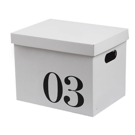 Corrugated cardboard storage box with lid