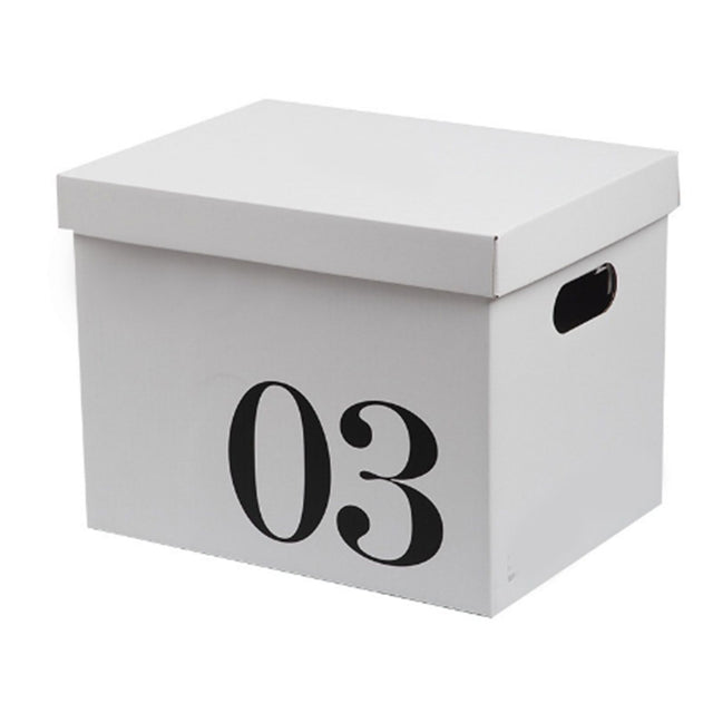 Corrugated cardboard storage box with lid