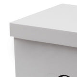 Corrugated storage box dimensions view