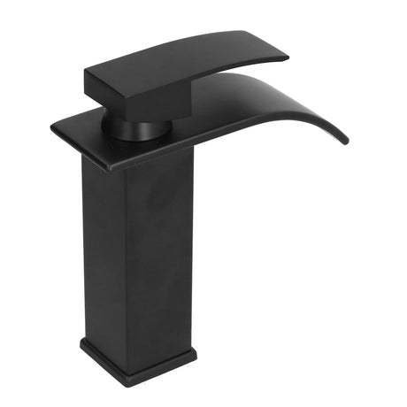 Dimension diagram of the black basin mixer tap and handle