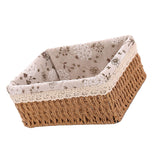 Woven desktop storage basket in khaki