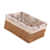 Woven desktop storage basket in khaki