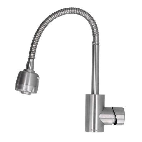 Front view of the stainless steel hot and cold mixer tap