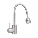 Side profile of the stainless steel mixer tap showing spout shape