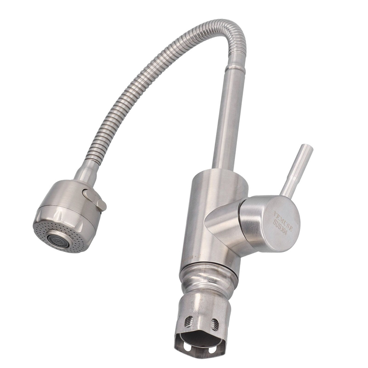 Mixer tap in use rinsing a sink with the stronger outlet mode