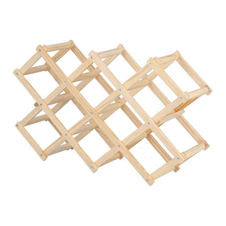 Foldable Wine Rack 10 Bottle Pine Wood Natural view 3