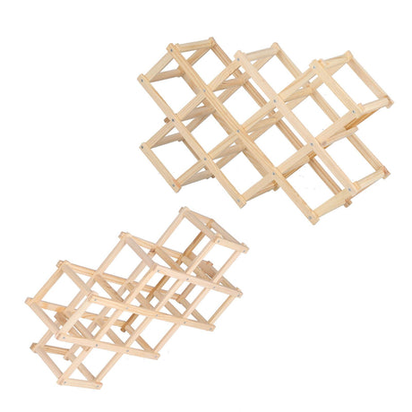 Foldable Wine Rack 10 Bottle Pine Wood Natural view 5