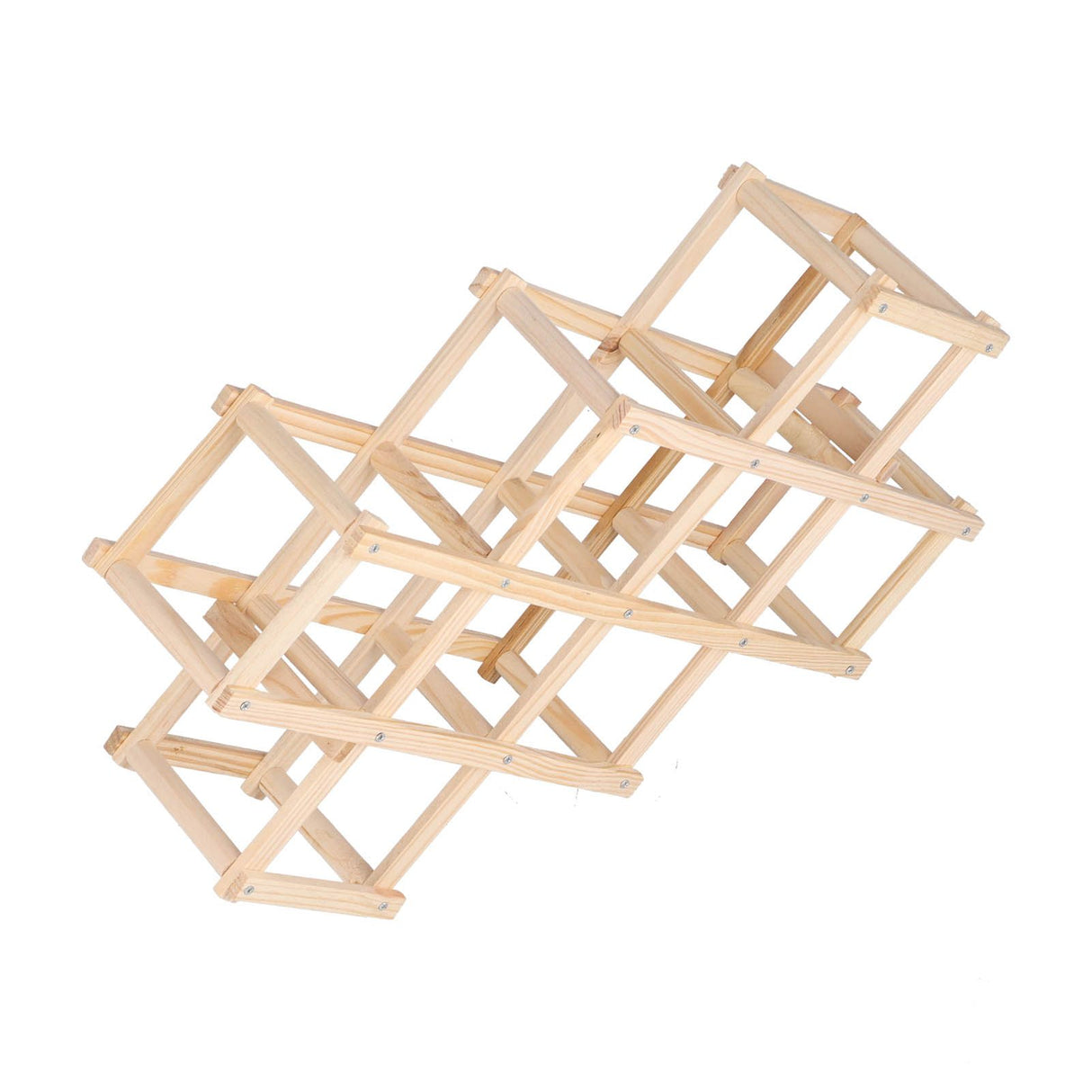 Foldable Wine Rack 10 Bottle Pine Wood Natural view 6