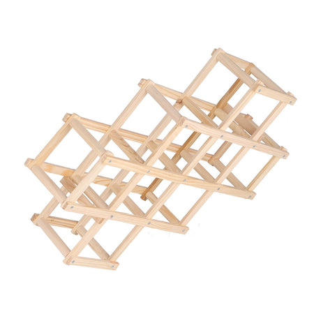 Foldable Wine Rack 10 Bottle Pine Wood Natural view 6