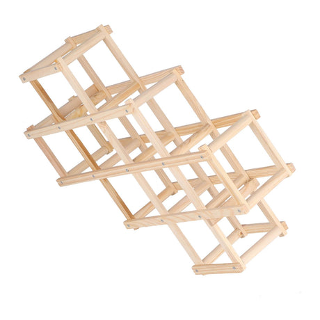 Foldable Wine Rack 10 Bottle Pine Wood Natural view 7