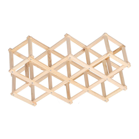 Foldable Wine Rack 10 Bottle Pine Wood Natural view 13