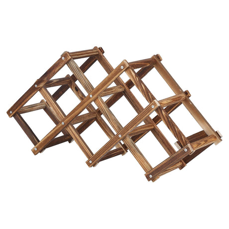 Foldable Wine Rack 6 Bottle Pine Wood Roast Brown view 3