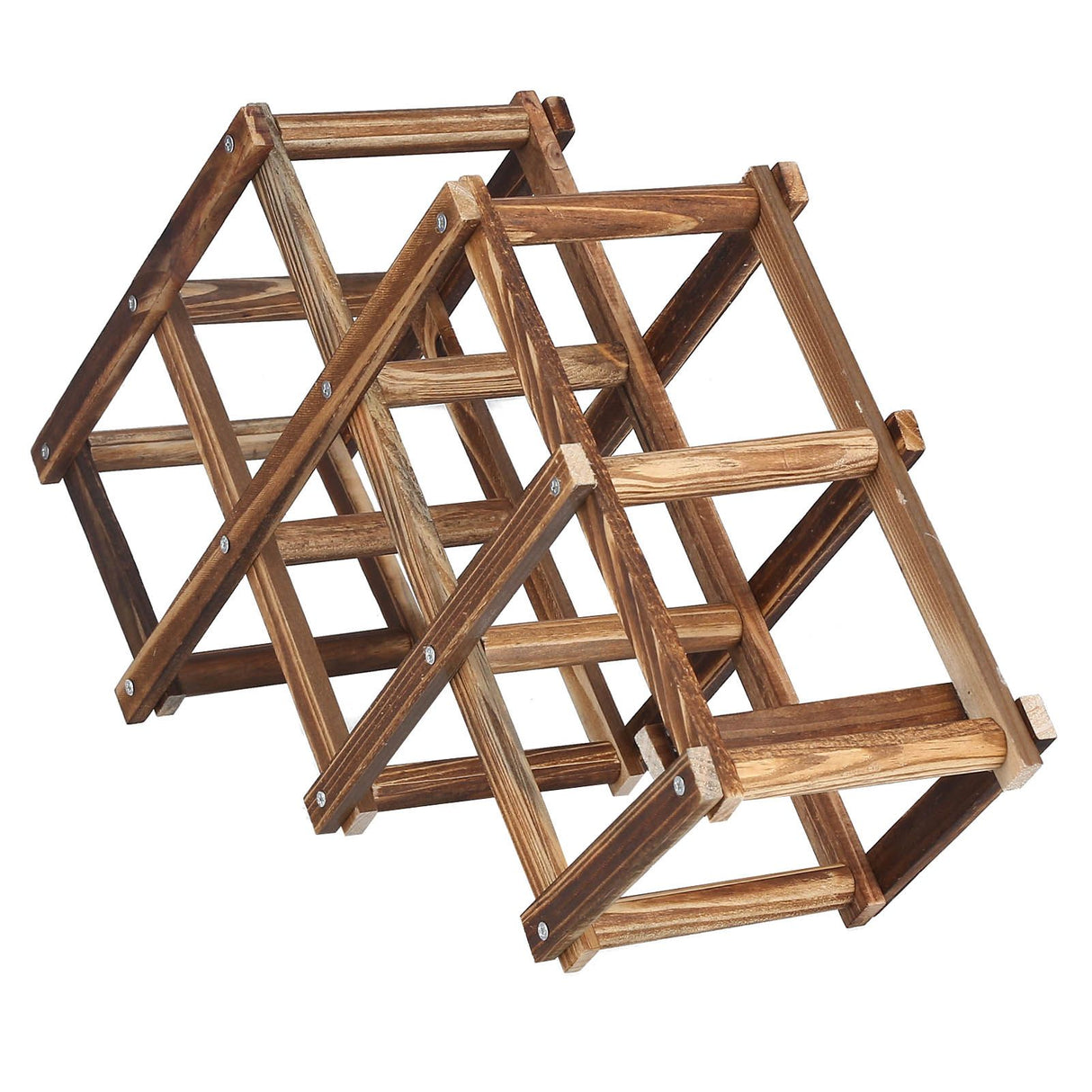 Foldable Wine Rack 6 Bottle Pine Wood Roast Brown view 4