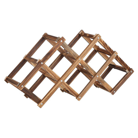 Foldable Wine Rack 6 Bottle Pine Wood Roast Brown view 5