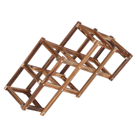 Foldable Wine Rack 6 Bottle Pine Wood Roast Brown view 6