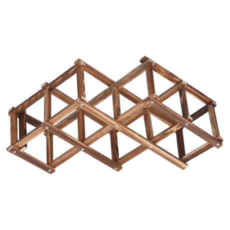 Foldable Wine Rack 6 Bottle Pine Wood Roast Brown view 8