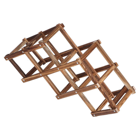 Foldable Wine Rack 6 Bottle Pine Wood Roast Brown view 9