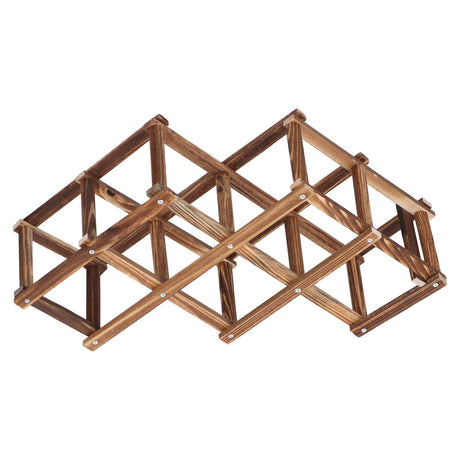 Foldable Wine Rack 6 Bottle Pine Wood Roast Brown view 10