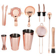 Stainless steel cocktail shaker set in rose gold, 11 piece barware - view 1