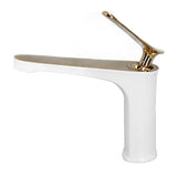 Long spout basin mixer tap installed on a bathroom wash basin