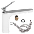 Single handle basin mixer tap in white silver brass with lever handle