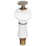 Waterfall basin mixer tap in white and gold with golden handle