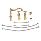Antique copper three hole basin tap set with twin hand wheel handles