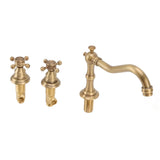 Front view of the copper double handle basin tap set