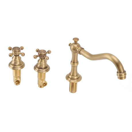 Front view of the copper double handle basin tap set