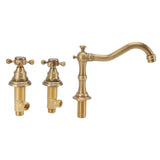 Side profile of the antique copper three hole basin tap