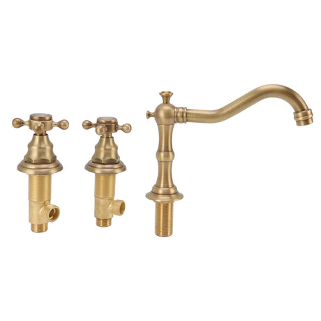 Side profile of the antique copper three hole basin tap