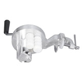 Angled view of the compact hand cranked pasta press