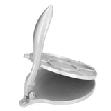 Side profile of the silver aluminium tortilla press