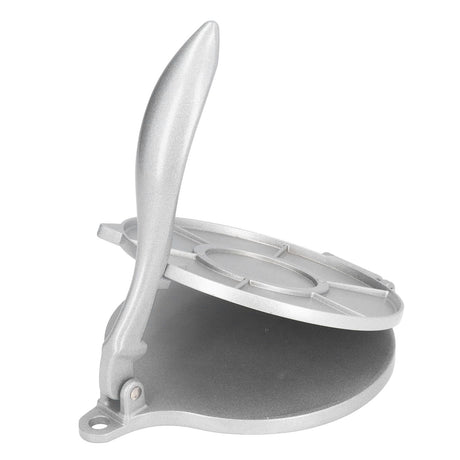 Side profile of the silver aluminium tortilla press
