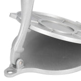 Silver tortilla press shown ready for packaging