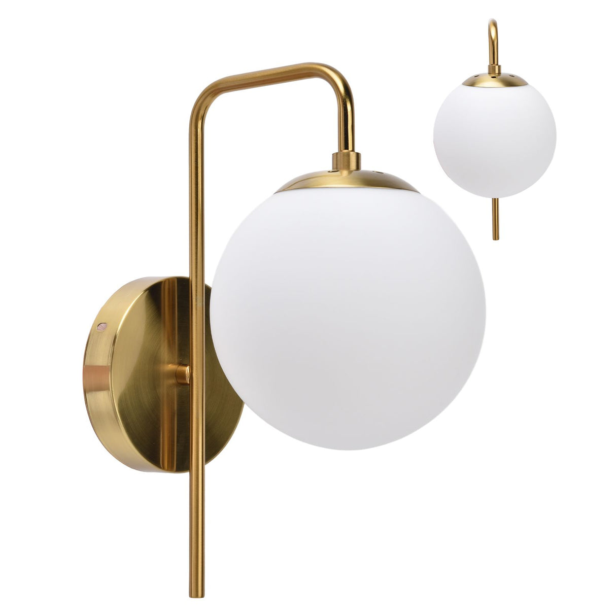 Glass ball wall light mounted on wall