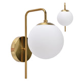 Glass ball wall light mounted on wall