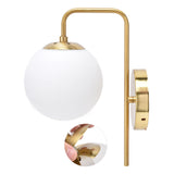Glass ball wall light side view