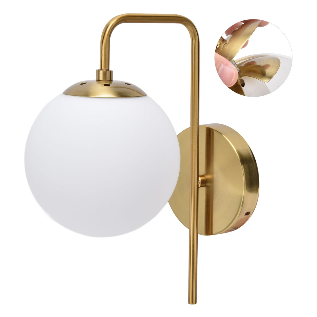 Glass ball wall lamp in hallway