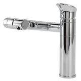 Close up of the crossbar handle on the silver basin tap