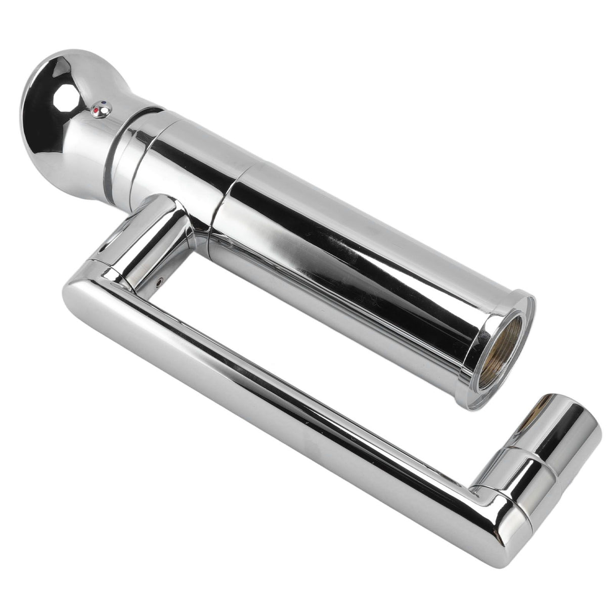Basin tap fitted to a kitchen sink with water running