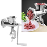 Manual meat grinder disassembled into its parts for cleaning