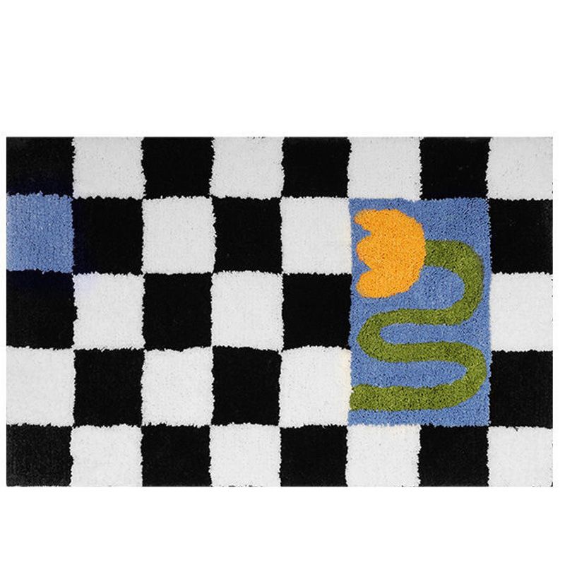Black and white checkered door mat