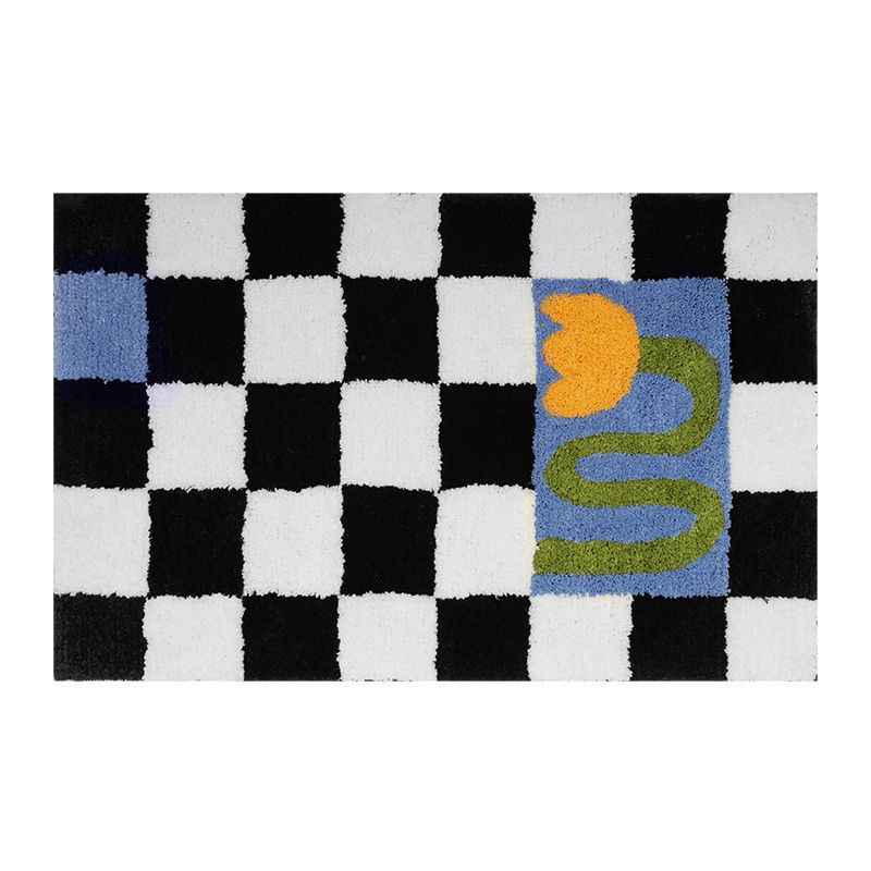 Black and white checkered door mat - view 2
