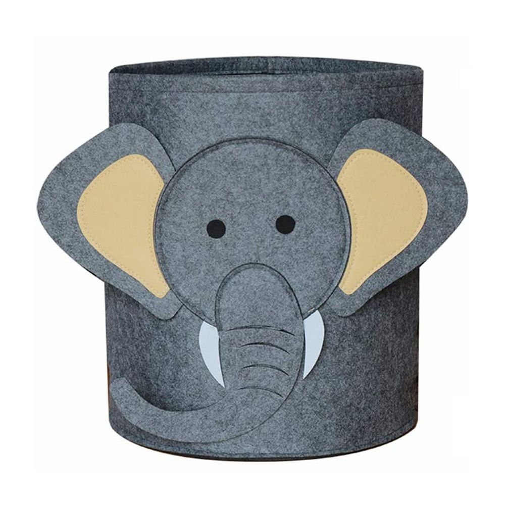 Felt animal toy storage basket in nursery