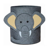 Felt animal toy storage basket in nursery