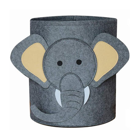 Felt animal toy storage basket in nursery
