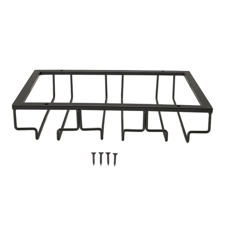 Black metal under cabinet wine glass rack
