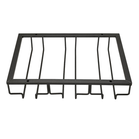Black metal under cabinet wine glass rack